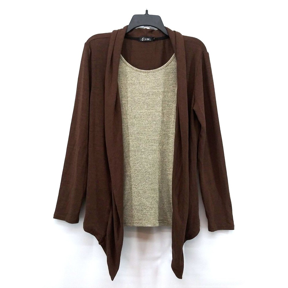 Aimei Top Women's Size Large Brown Long Sleeve Pullover Shirt